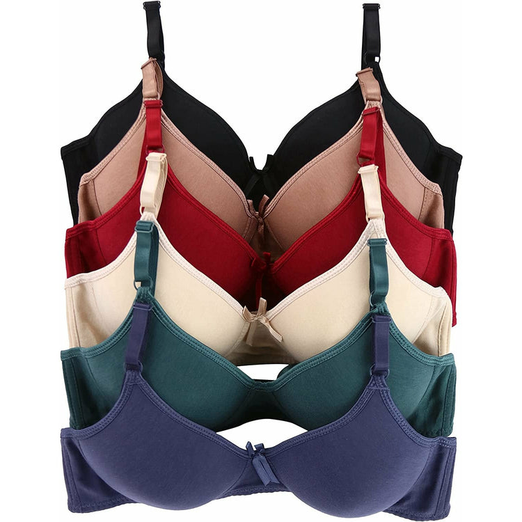 ToBeInStyle Women's Pack of 6 Slightly Padded Underwire Wild Berry Bras