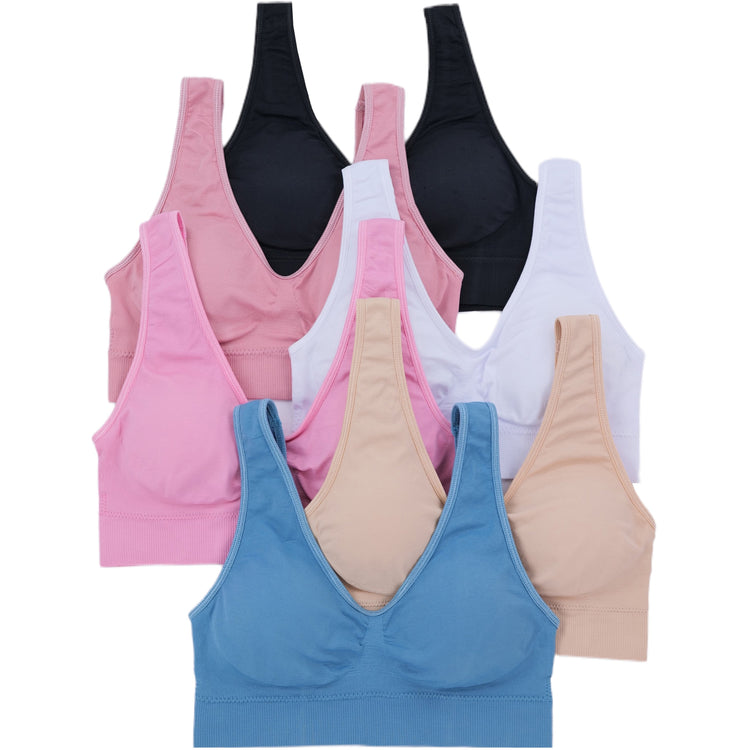 Women's Pack of 6 Solf Pastel Comfort Lounging Double Scoop Bras