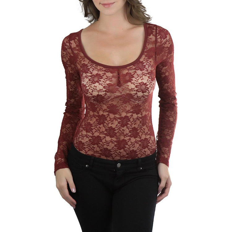 Women's All Lace Long Sleeve Body Suit