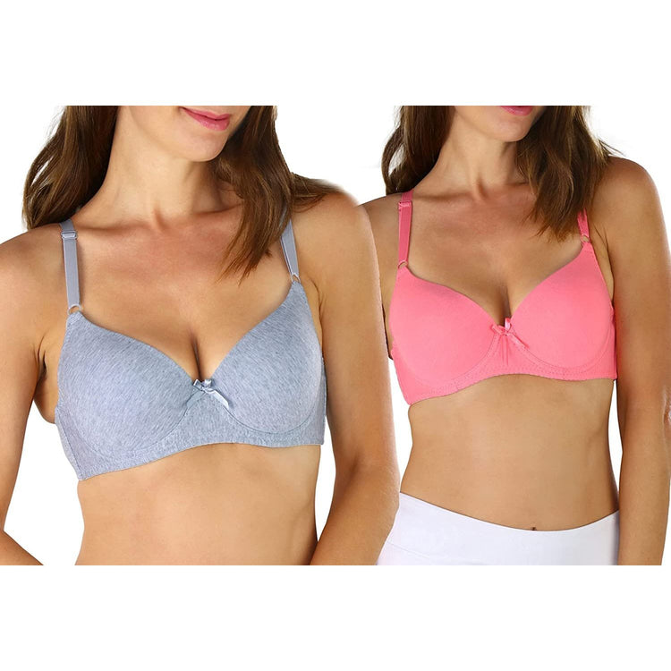 ToBeInStyle Women's Pack of 6 Classic Heathered Fabric Cotton Bras