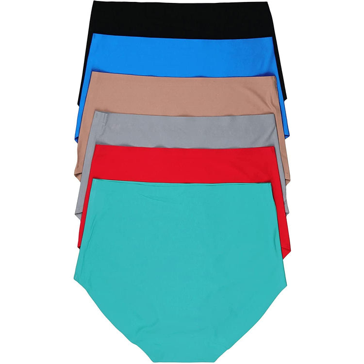 ToBeInStyle Women's 6 Pack High Waisted Seamless Tropical Assortment Laser Cut Panties