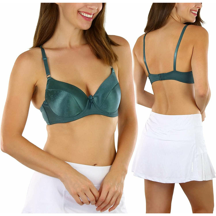 ToBeInStyle Women's Pack of 6 Padded Underwire Silky Smooth Bras w/ Half Cup Heart Design