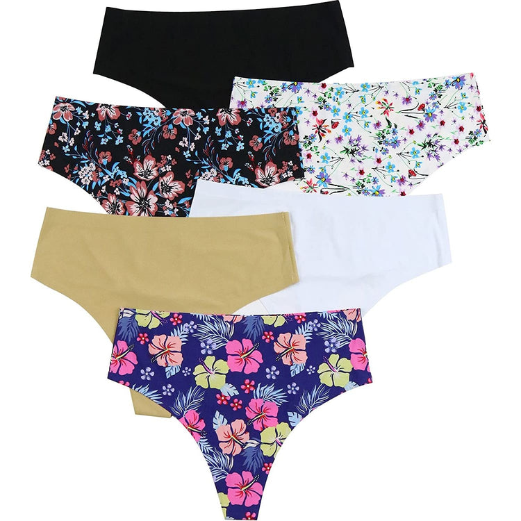 ToBeInStyle Womenโs Pack of 6 Comfortable No Panty Line Laser Cut Boyshorts