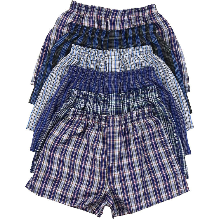 Boys' Pack of 6 Tartan Patterned Boxer Shorts