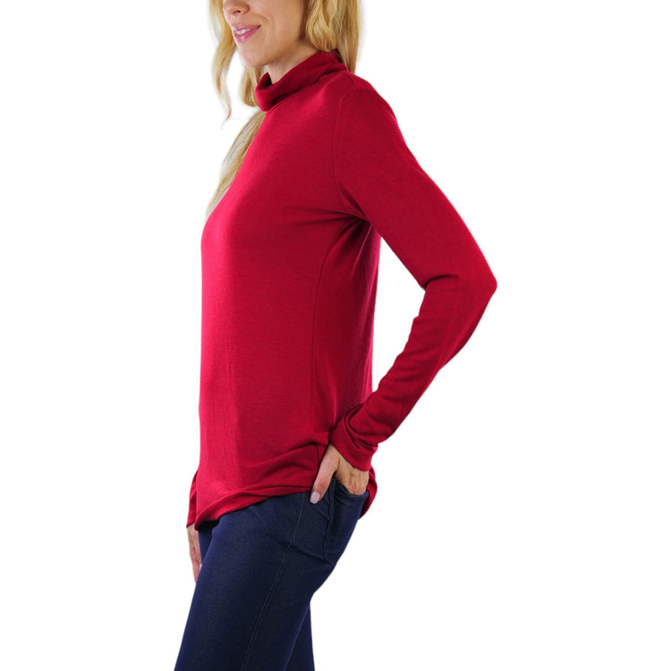 ToBeInStyle Women's Relaxed fit Long Sleeve Soft and Stretchy Turtleneck Shirt