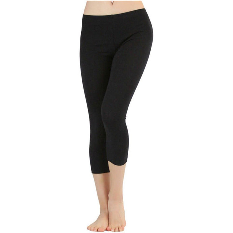 Women's Seamless Cotton Stretchy Band Yoga Activewear Capri Leggings