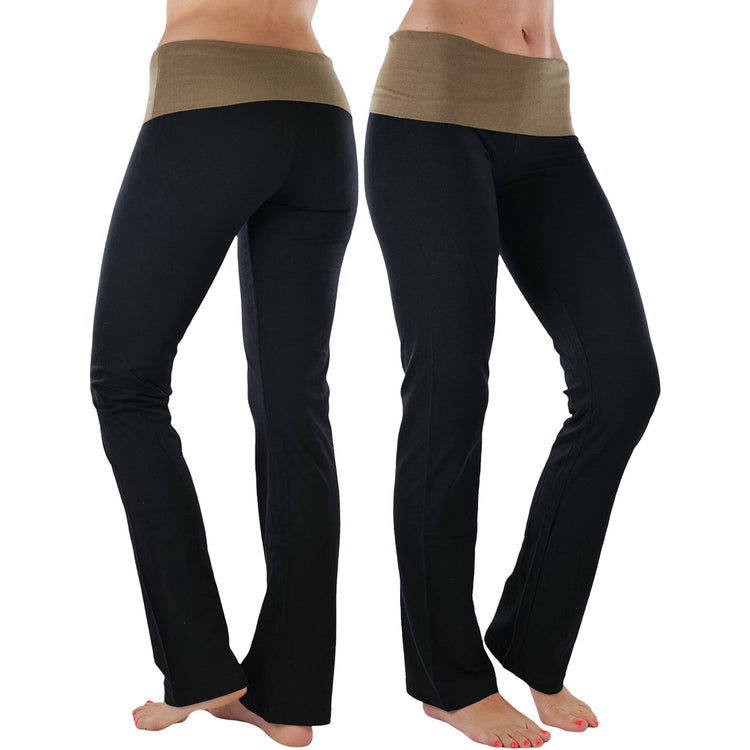 Women's Elastic Exercise Sweatpants w/Fold-Over Waistband