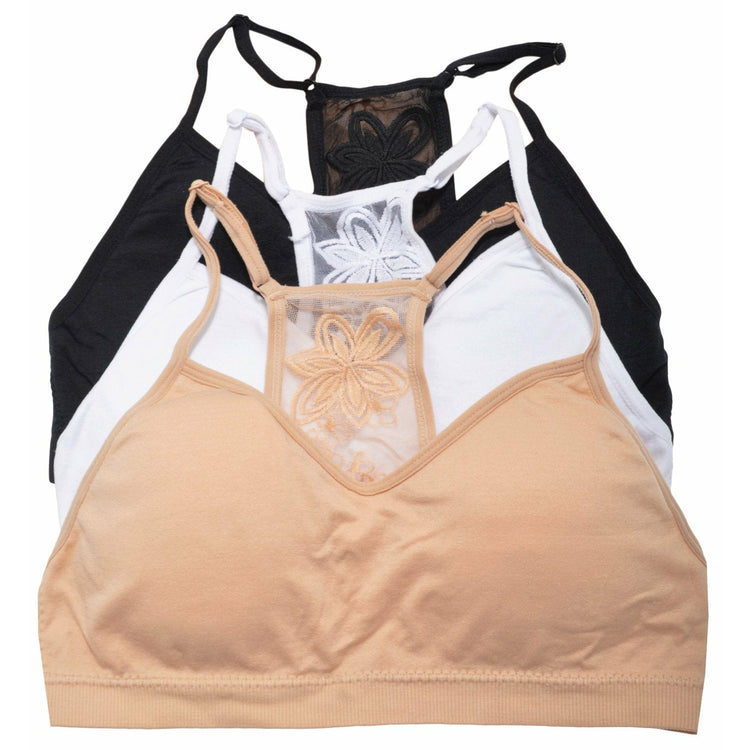 ToBeInStyle Junior Girls' Elegant Embroidered Mesh Detailed Bralette