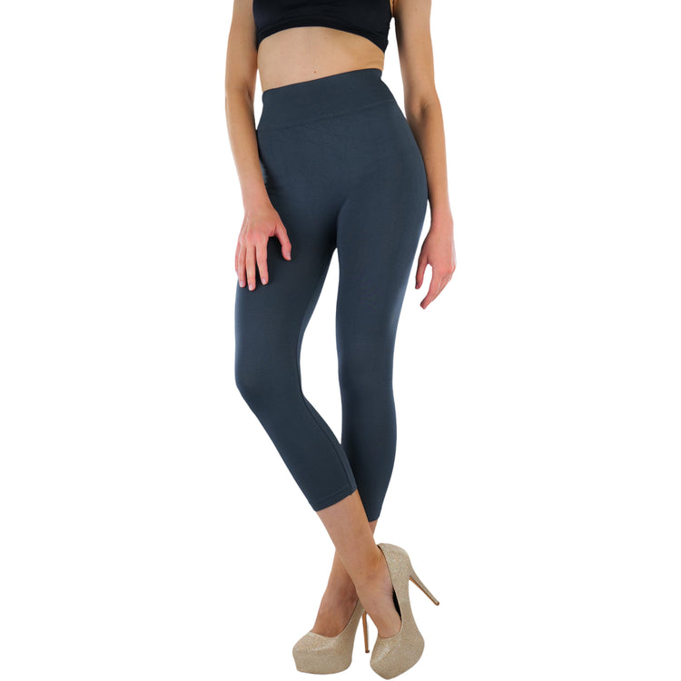 Women’s Capri Length Wide Waistband Seamless Lightweight Stretch Leggings