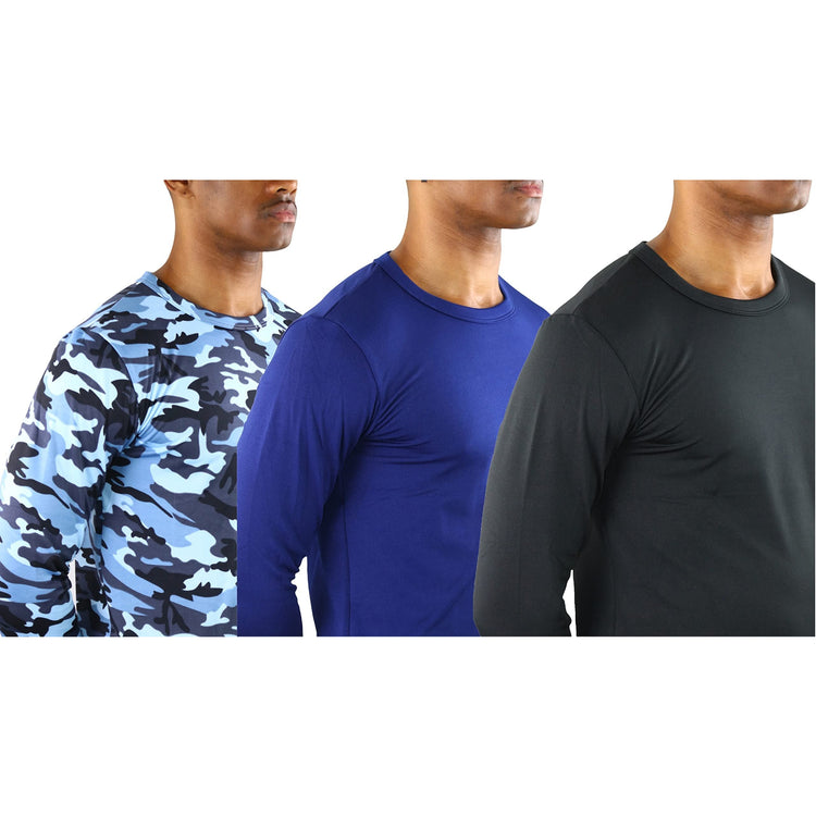 Men's Premium Fleece Lined Microfiber Thermal Long Sleeve Crewneck Shirt Top