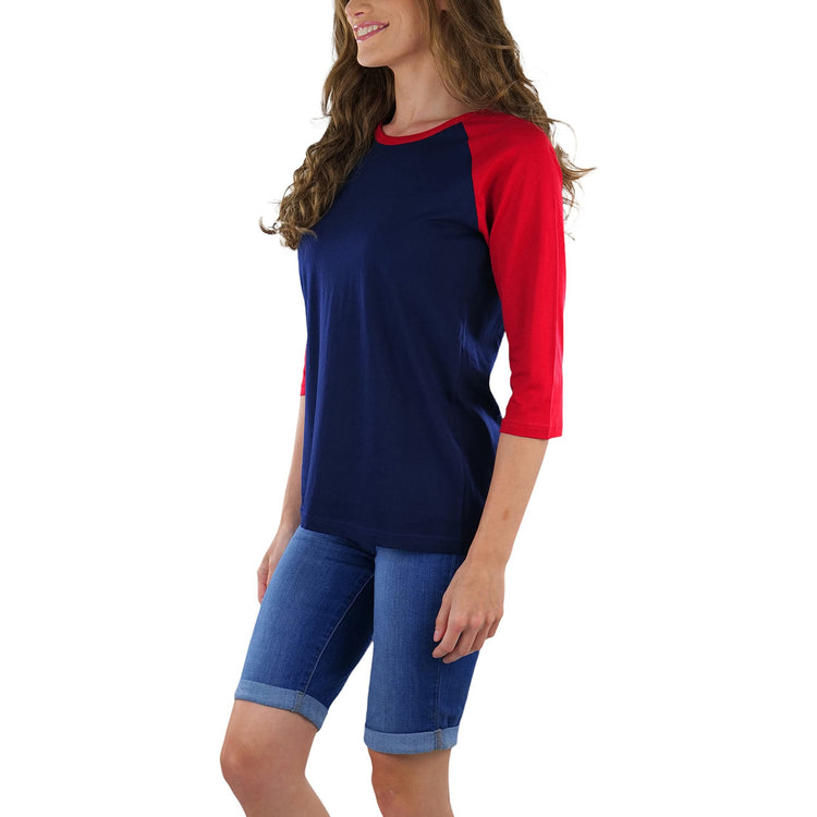 Women's Classic Two Color Cotton Baseball T-Shirts