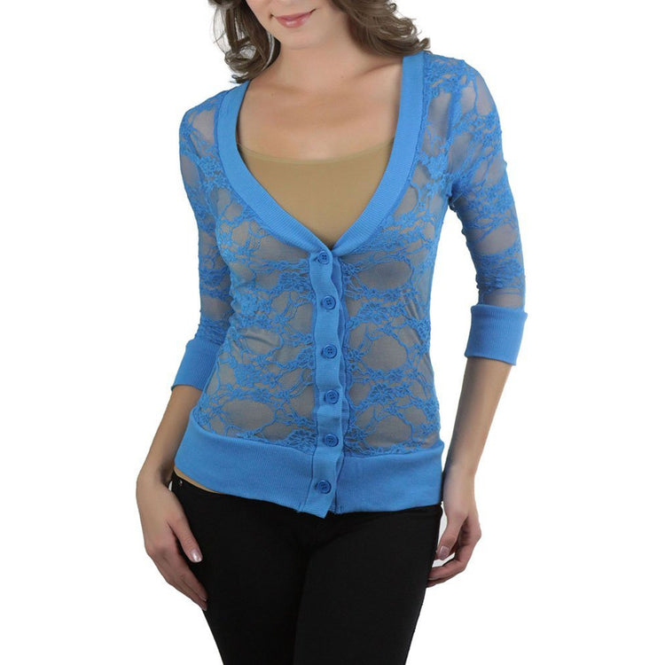 Women’s Trendy All Lace Sheer Flirtatious Layering Cardigan