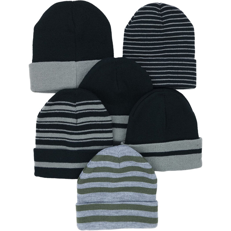 Unisex Pack of 6 Soft Stretchy Beanies