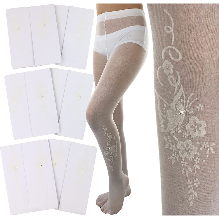 Girls to Junior Pack of 6 Opaque Nylon Tights Pantyhose Age: 1-12 Years Old