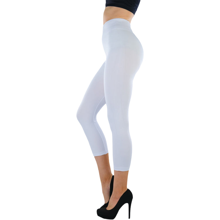 Women’s Capri Length Wide Waistband Seamless Lightweight Stretch Leggings