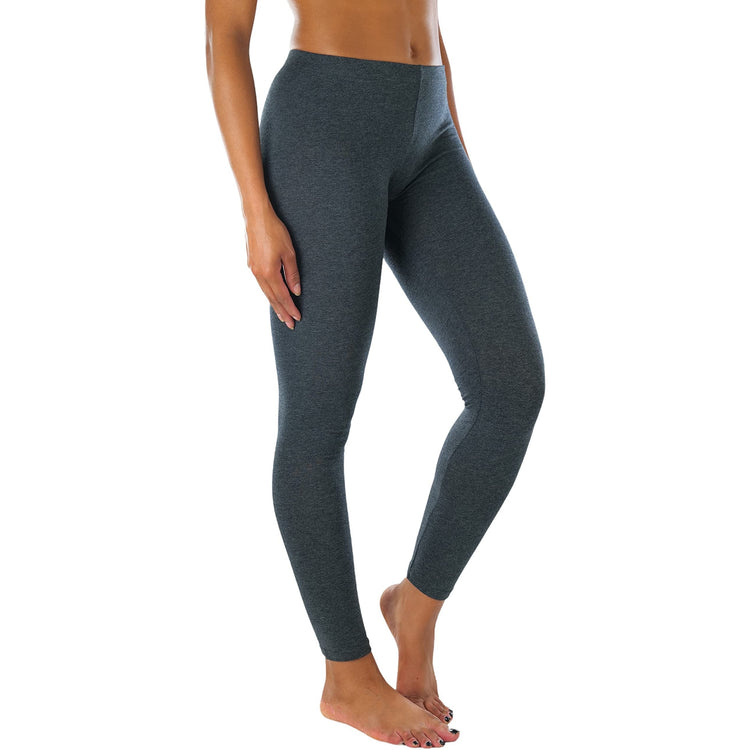 Women's Soft Knit Yoga Cotton Skinny Fit Full Length Leggings