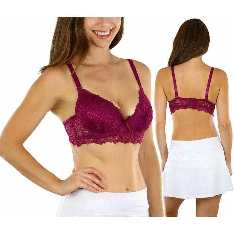 ToBeInStyle Women's Pack of 6 Padded Underwire Filigree Lace Bras