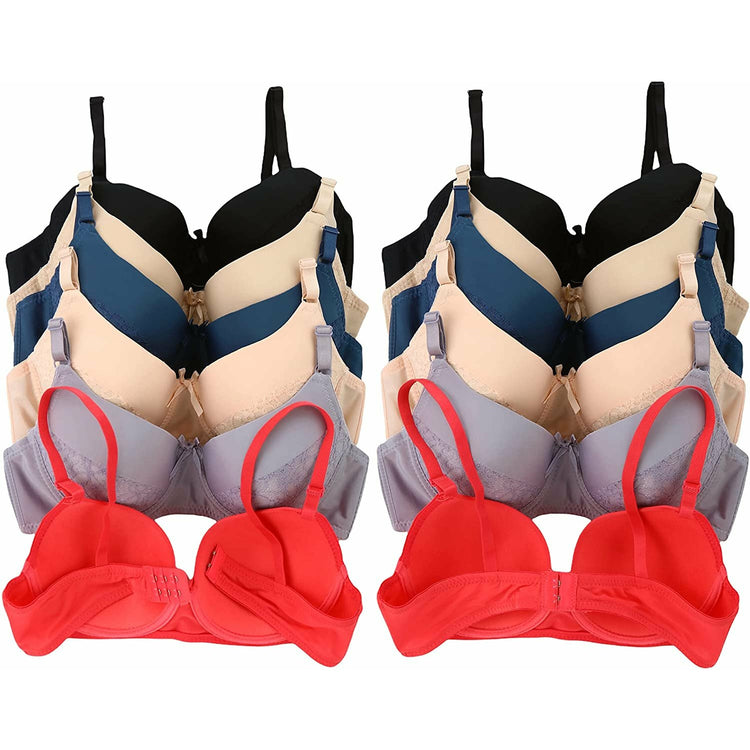 ToBeInStyle Women's Pack of 6 Padded Half-Laced Full Cup Bras