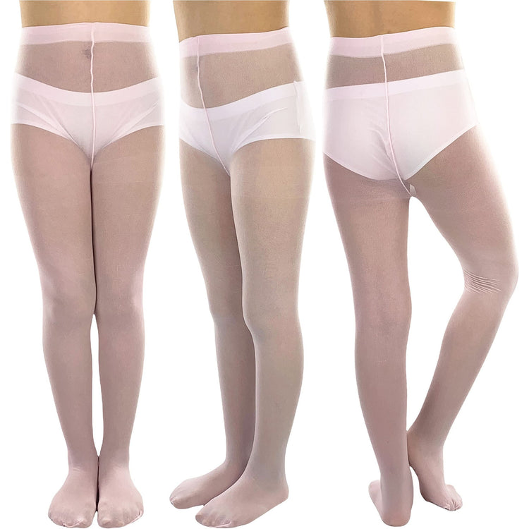 Girls to Junior Pack of 6 Opaque Nylon Tights Pantyhose Age: 1-12 Years Old
