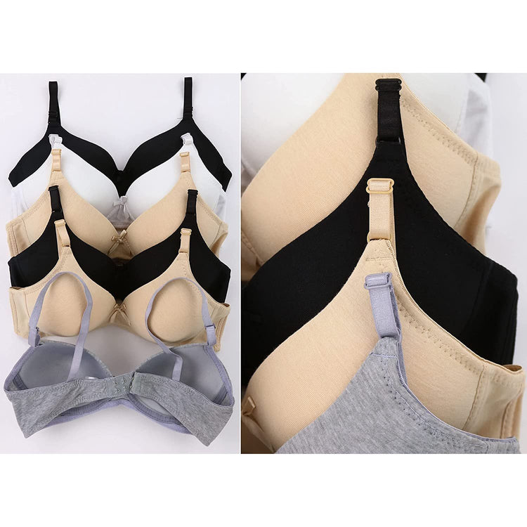 ToBeInStyle Women's Pack of 6 Classic Assorted Comfy Cotton Wire Free Bras