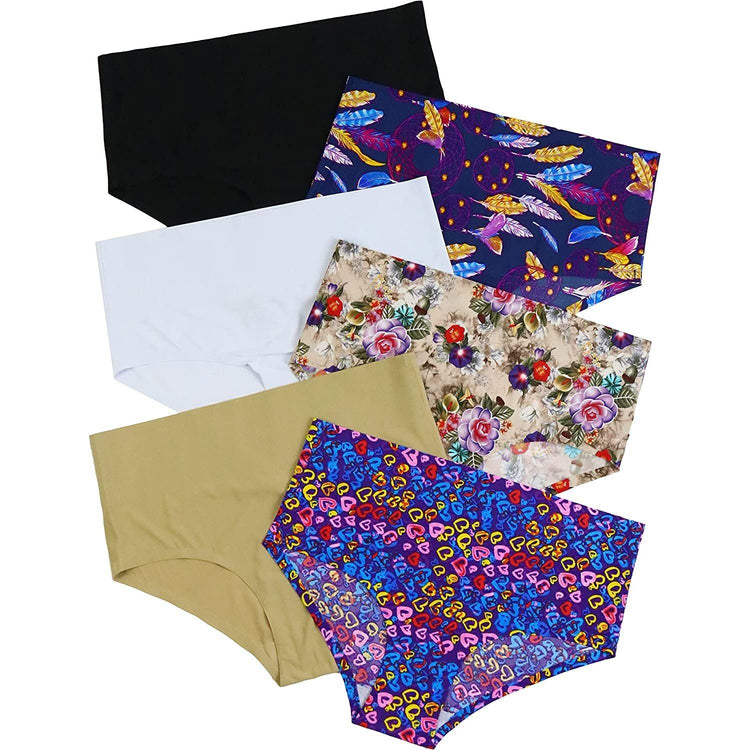 ToBeInStyle Womenโs Pack of 6 Comfortable No Panty Line Laser Cut Boyshorts