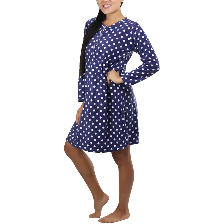 Women's Cozy Fleece Pajama Long Sleeve Nightgown