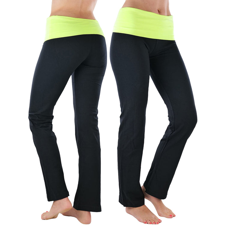 Women's Elastic Exercise Sweatpants w/Fold-Over Waistband