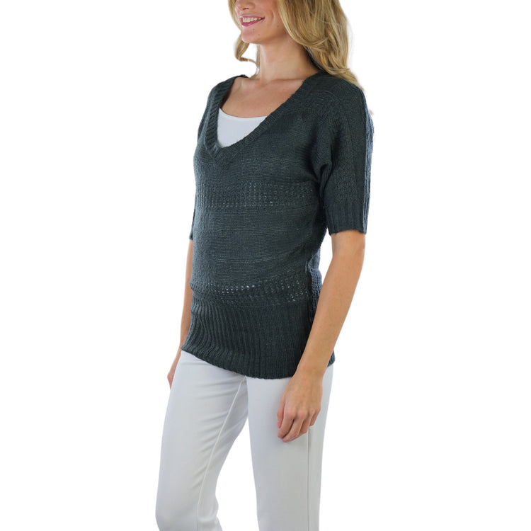 Women's Soft Knit V-Neck Sweater Warm Knit Tunic