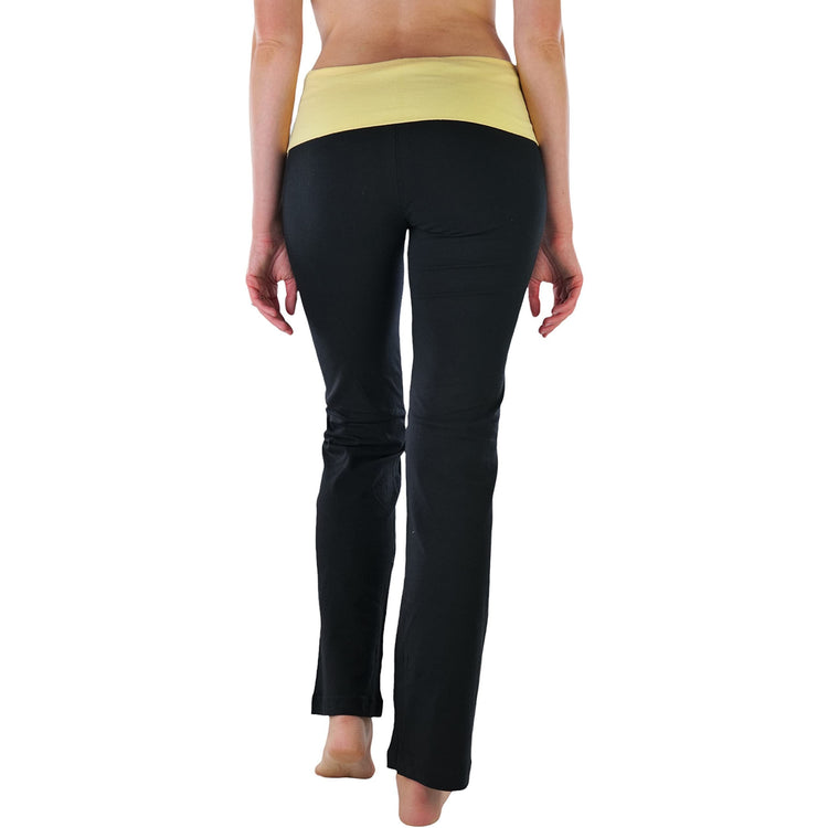 Women's Elastic Exercise Sweatpants w/Fold-Over Waistband