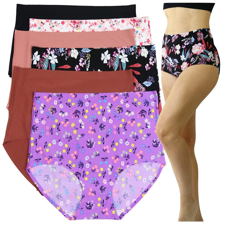 Women's Pack of 6 High Waisted Seamless Laser Cut Panty Briefs