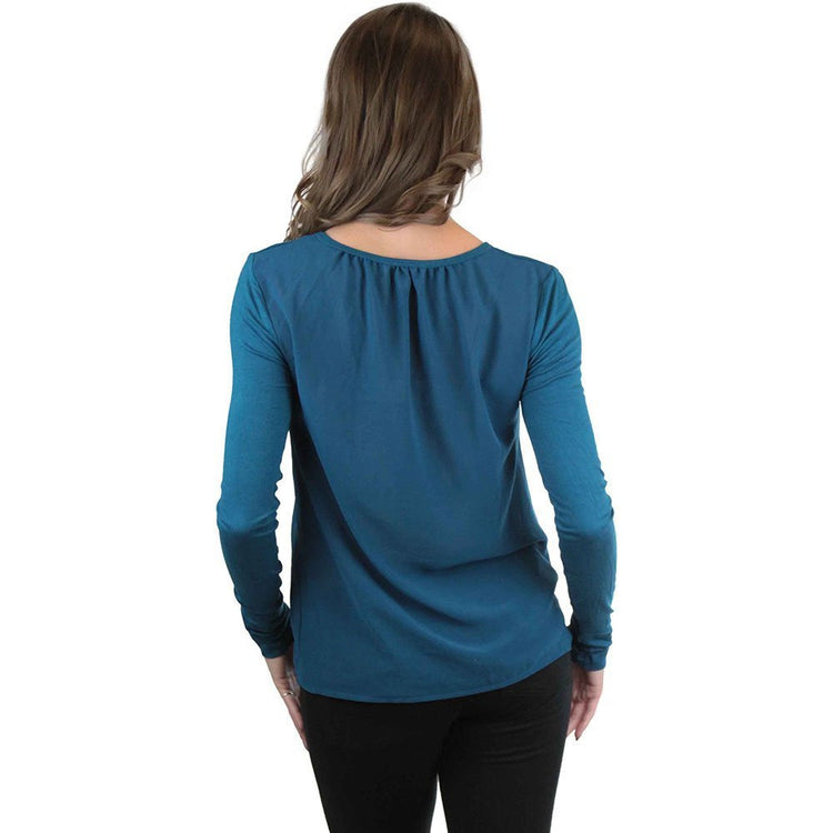 Women's L.S. Knit With Sheering Back Neck Detail