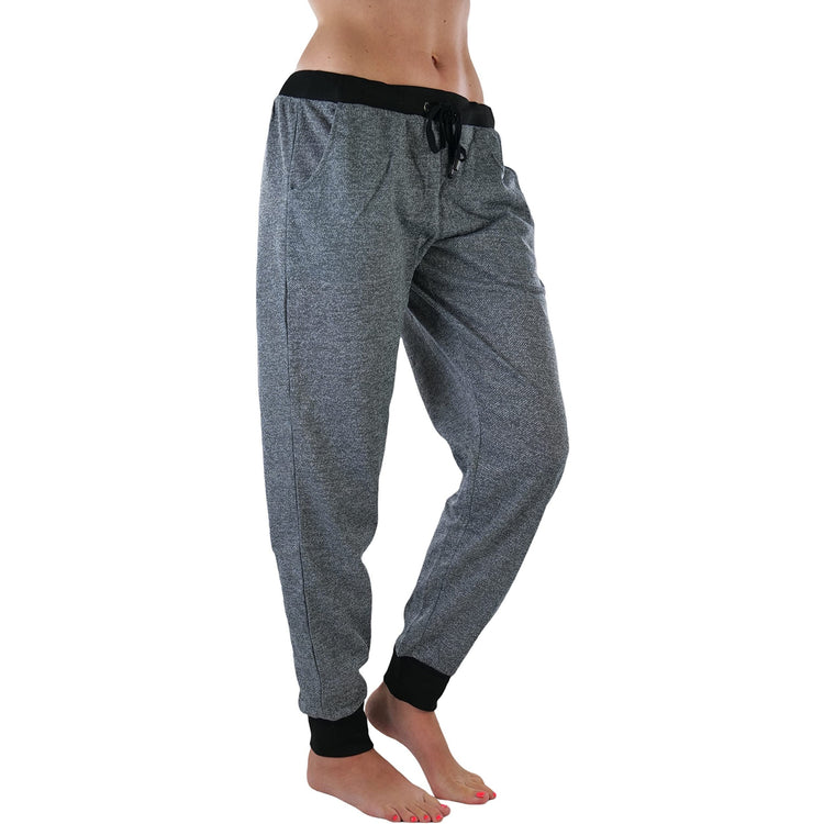 Women's Marled Print French Terry Jogger Pants with Cuff Ends