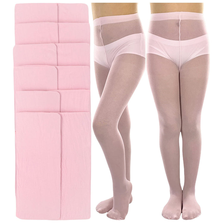 Girls to Junior Pack of 6 Opaque Nylon Tights Pantyhose Age: 1-12 Years Old