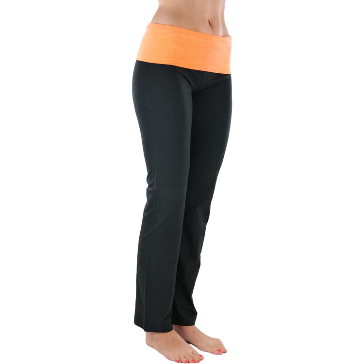 Women's Elastic Exercise Sweatpants w/Fold-Over Waistband