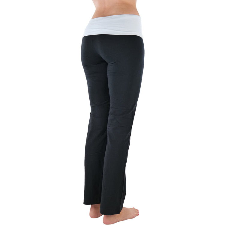 Women's Elastic Exercise Sweatpants w/Fold-Over Waistband