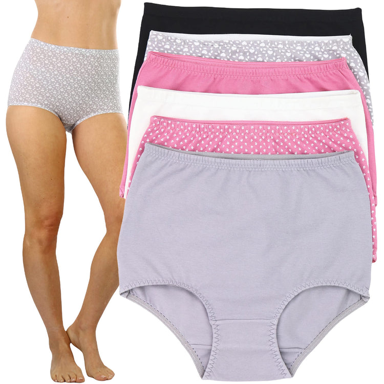 Women's Pack of 6 High-Rise Solid and Prints Assorted Girdle Panties