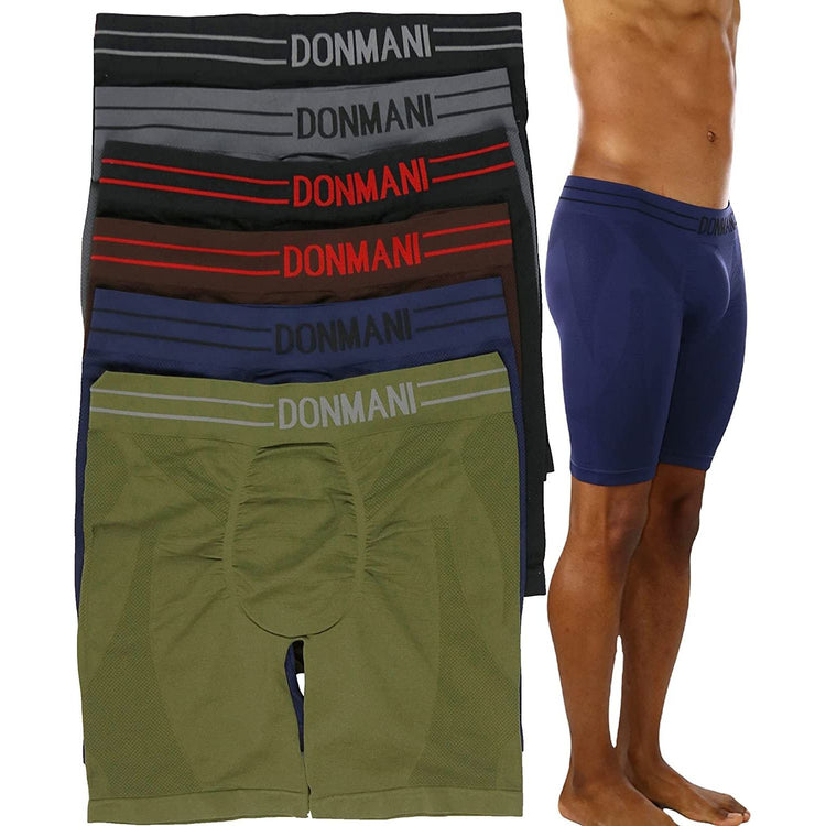 ToBeInStyle Men's Pack of 6 Waistband Design Long Leg Boxers