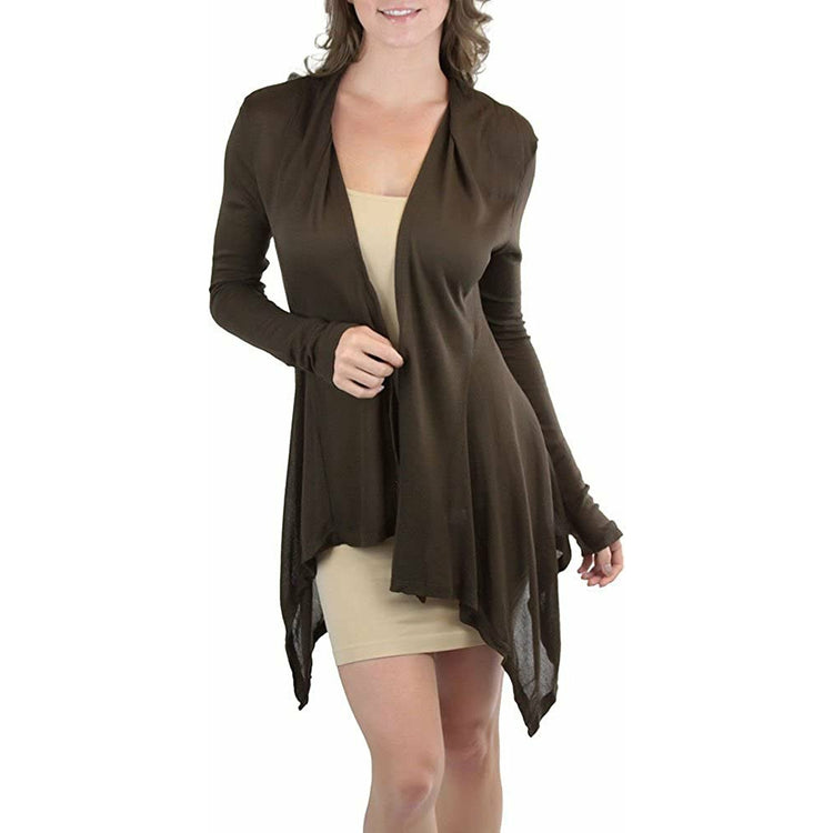 Women's Open Drape-Front Asymmetrical Hem Cardigan