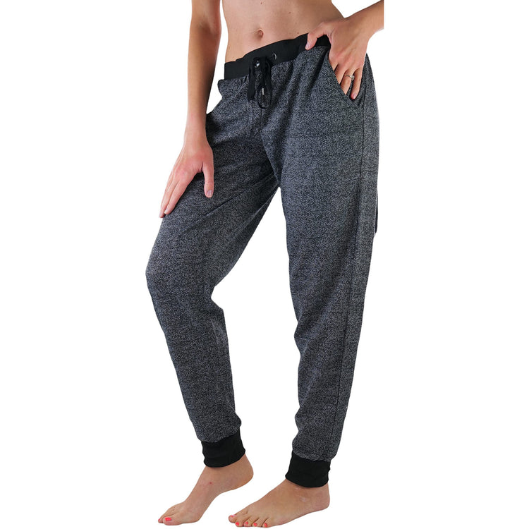Women's Marled Print French Terry Jogger Pants with Cuff Ends
