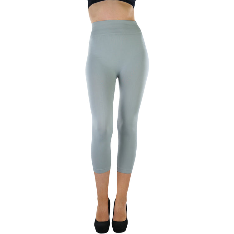Women’s Capri Length Wide Waistband Seamless Lightweight Stretch Leggings