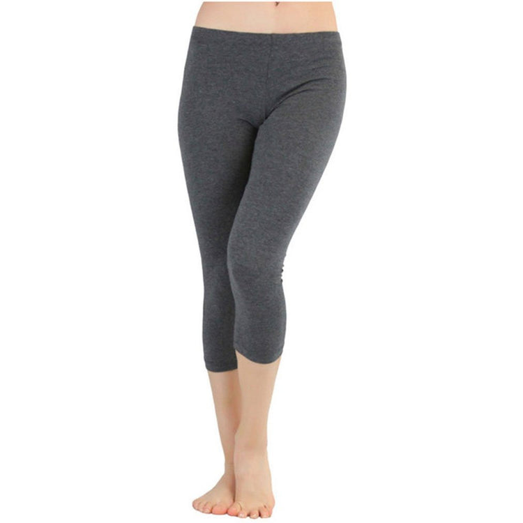 Women's Seamless Cotton Stretchy Band Yoga Activewear Capri Leggings