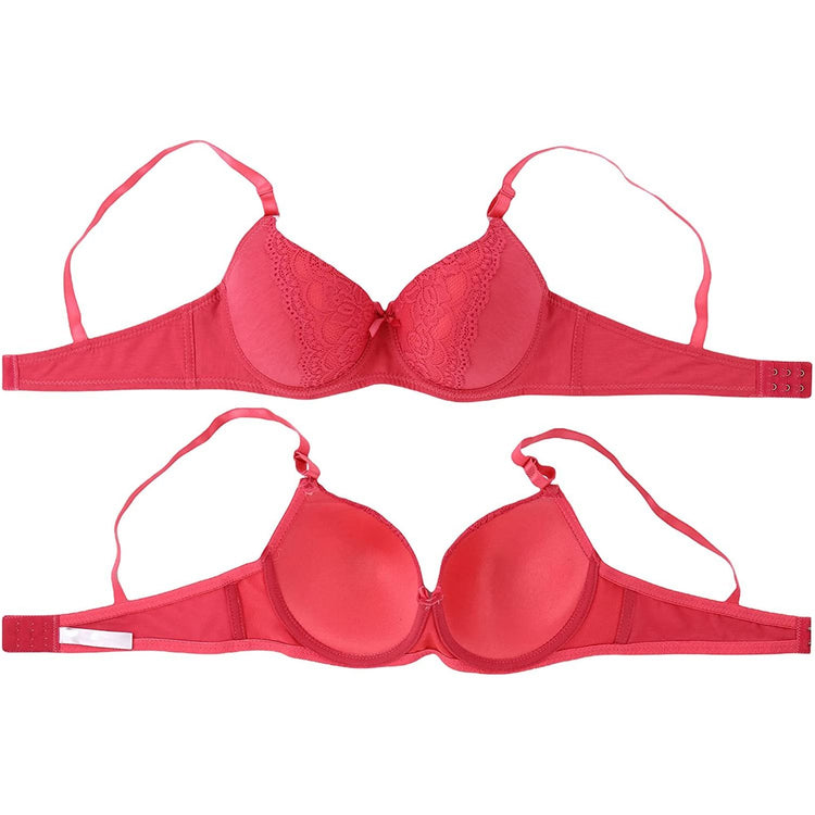 ToBeInStyle Women's Pack of 6 Classic Bras with Sheer Lace Butterfly Design