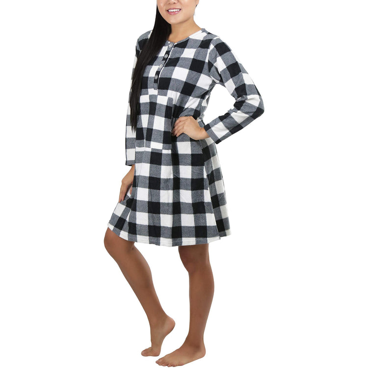 Women's Cozy Fleece Pajama Long Sleeve Nightgown