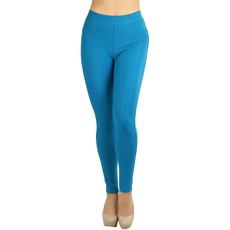 Women's Denim Like Skinny Fit Stretch Jeggings Pants