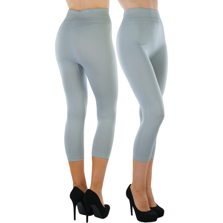 Women’s Capri Length Wide Waistband Seamless Lightweight Stretch Leggings