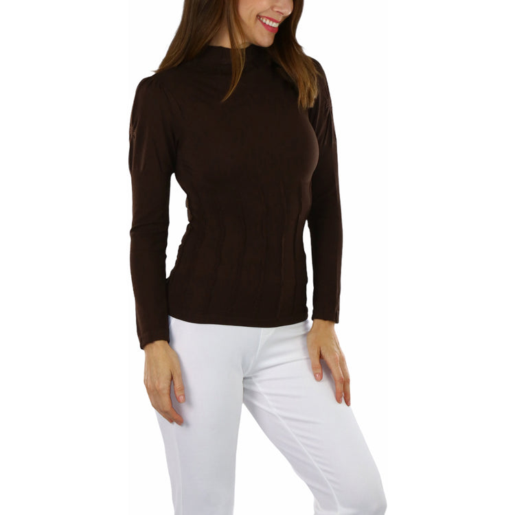 Women’s Seamless Textured Long Sleeve Turtleneck Blouse