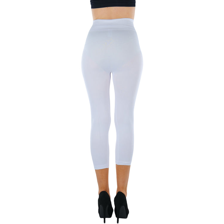 Women’s Capri Length Wide Waistband Seamless Lightweight Stretch Leggings