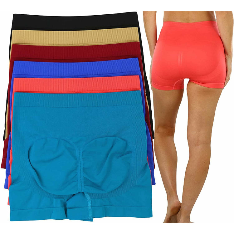 Women's Pack of 6 Stretchy Microfiber Cheeky Boyshort Panties