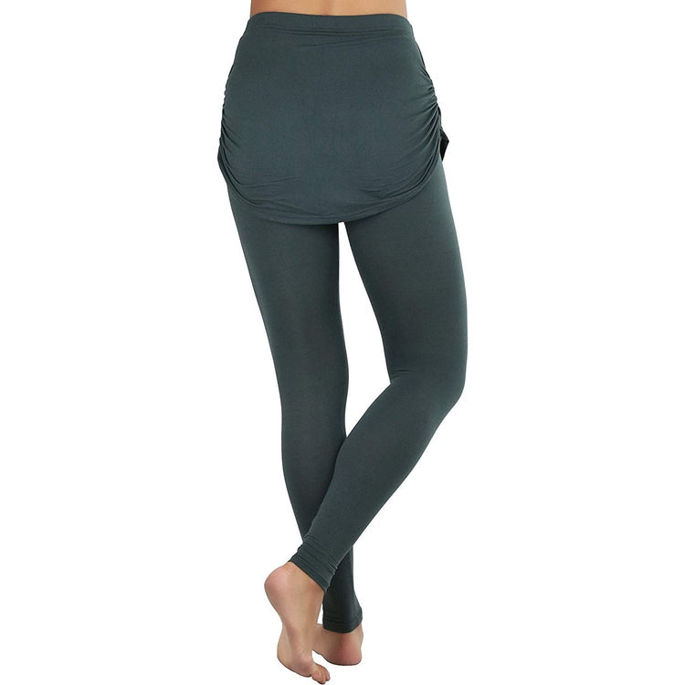 ToBeInStyle Women's High Waist Leggings with Attached Mini Skirt