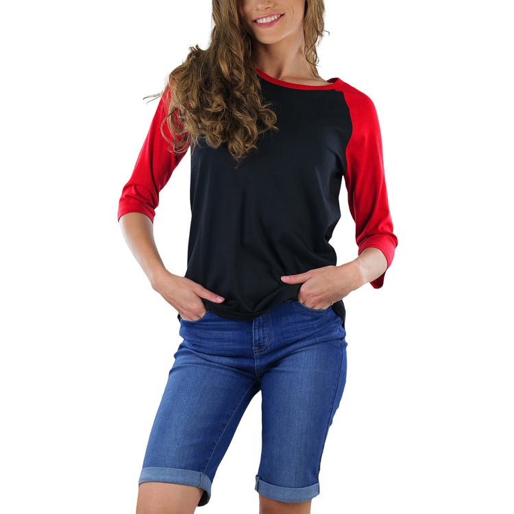 Women's Classic Two Color Cotton Baseball T-Shirts